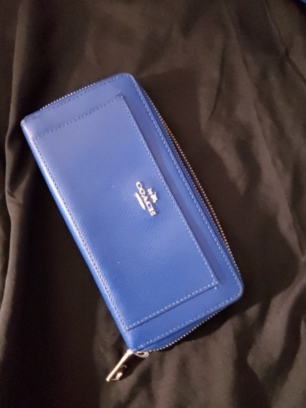 Coach Electric Blue Zip Around Wallet